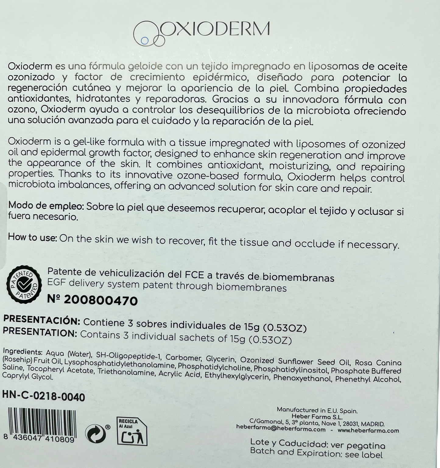Oxioderm – Ozonated Oil + EGF Serum for Skin Renewal & Balance